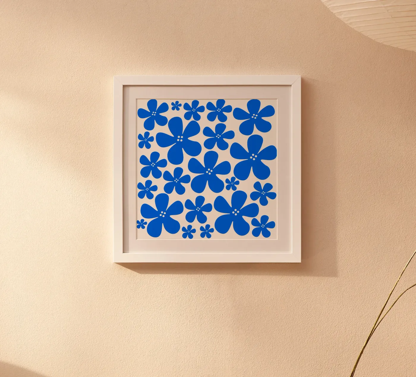 Blue flowers pattern poster da baobabprintstore