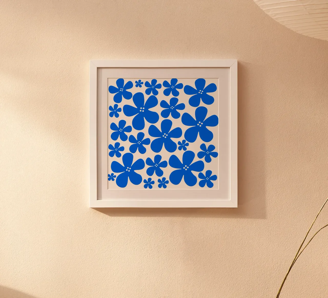Blue flowers pattern poster da baobabprintstore