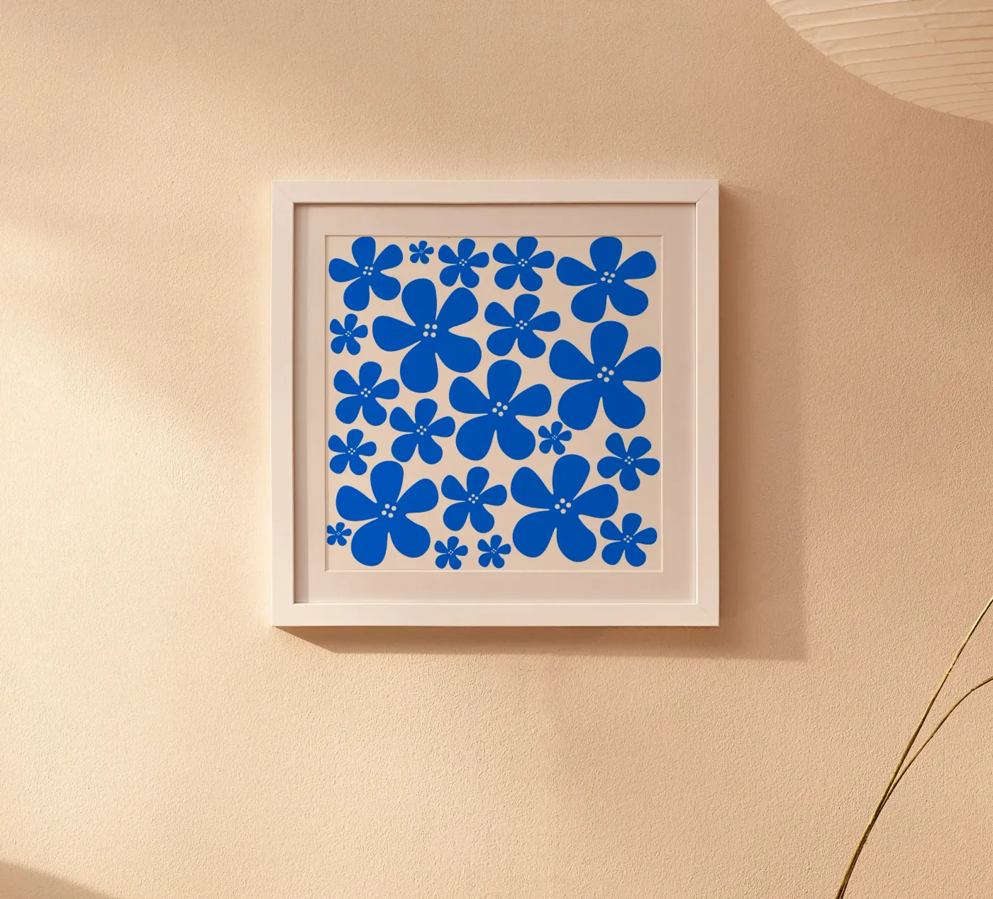 Blue flowers pattern Poster von baobabprintstore