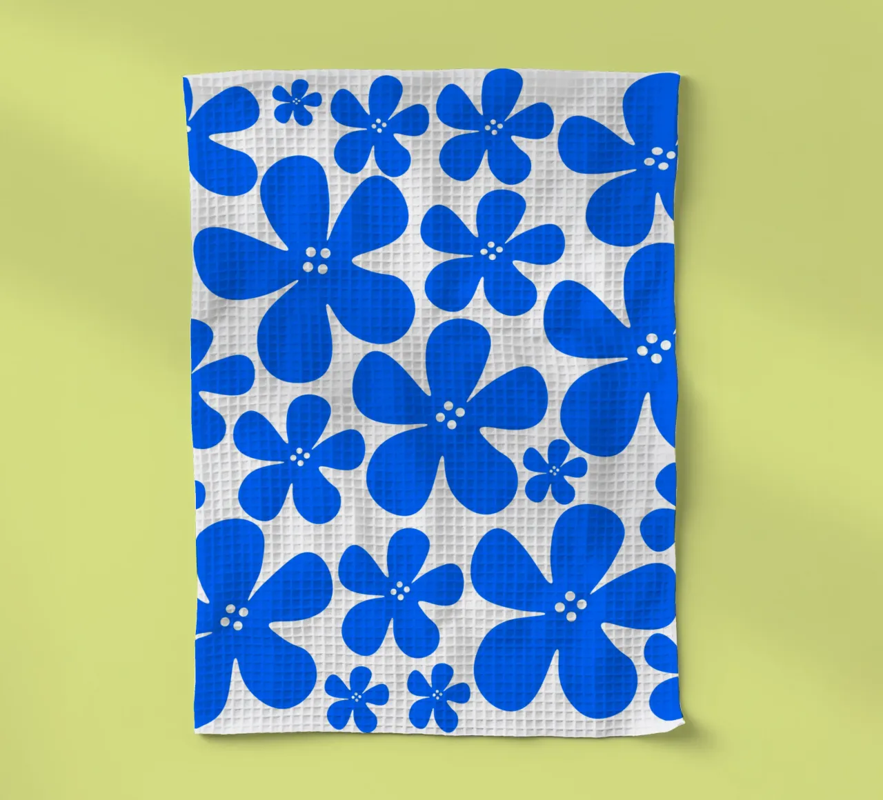 Blue flowers pattern canovaccio da cucina da baobabprintstore