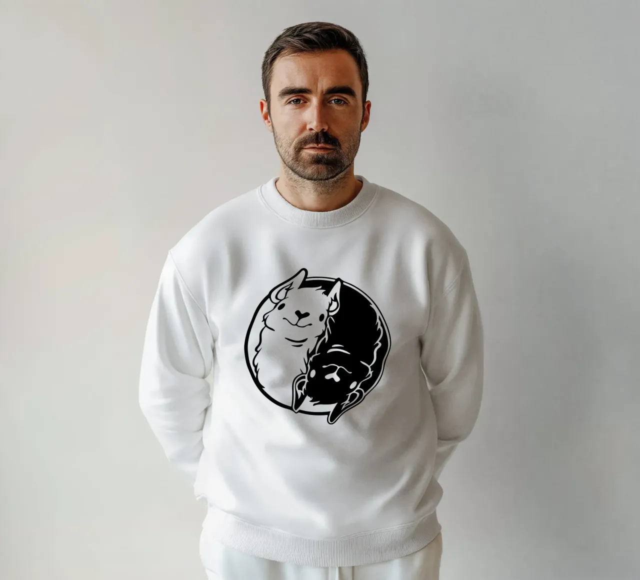 lama yin e yang divertente design d'arte felpa da ririedis
