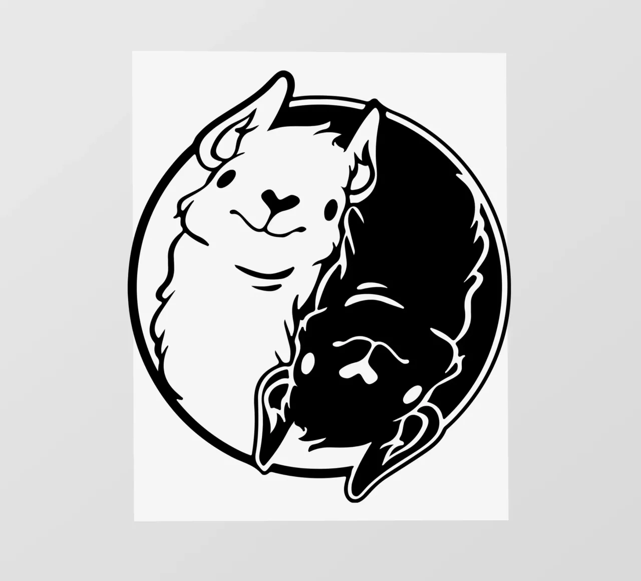 lama yin e yang divertente design d'arte pellicola backlit da ririedis