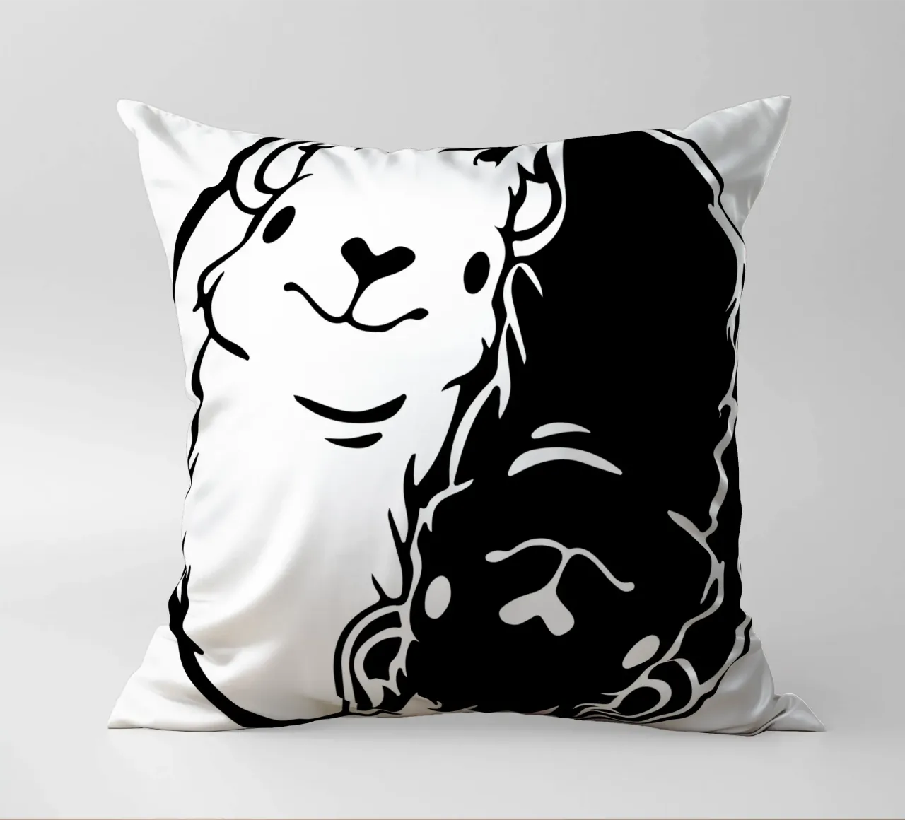 lama yin e yang divertente design d'arte cuscino da ririedis