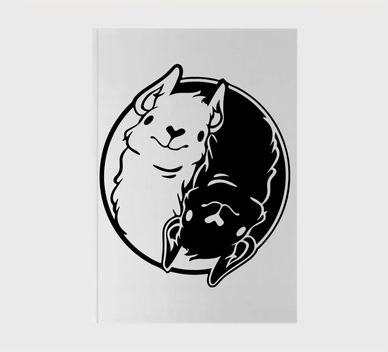 yin and yang llama funny art design notebook by ririedis