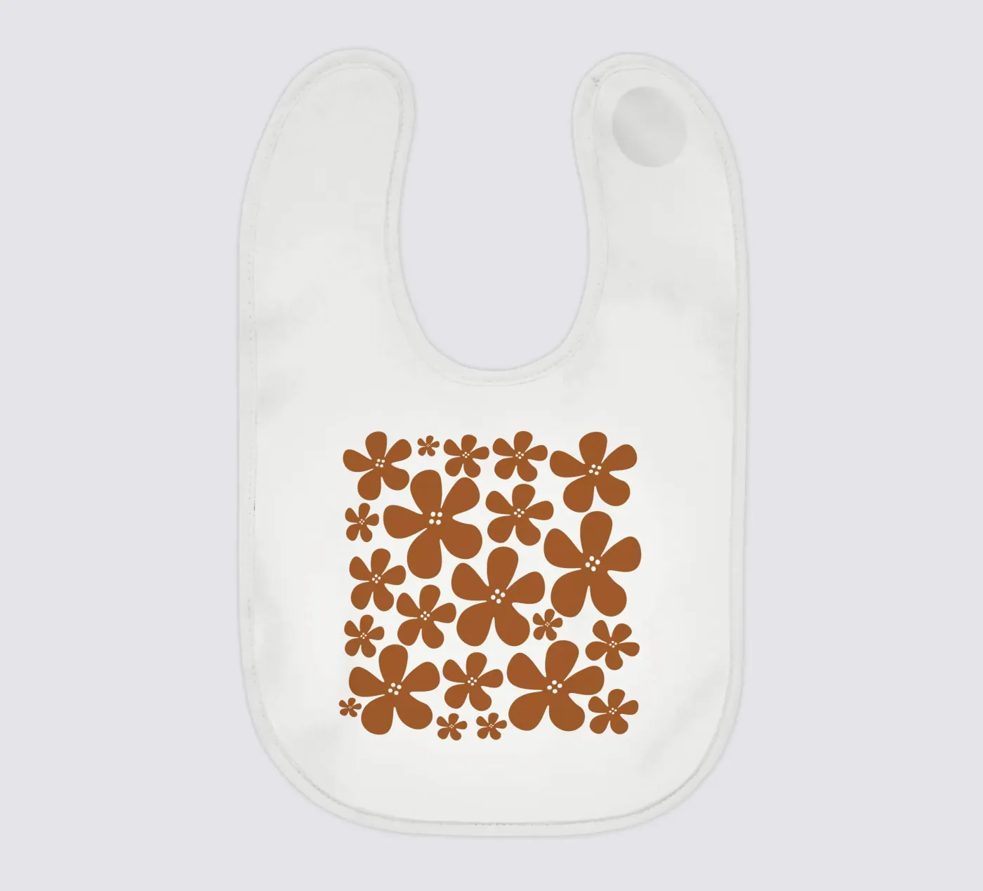 Brown flowers pattern baby bib by baobabprintstore