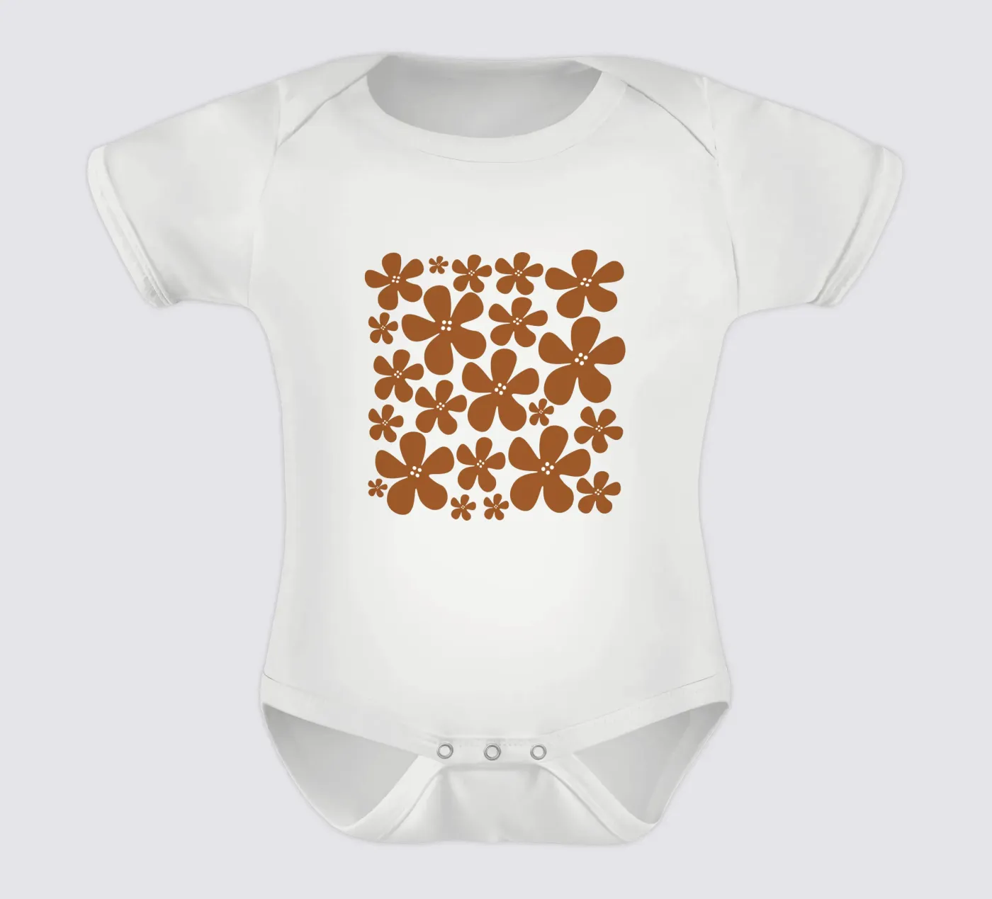 Brown flowers pattern body bébé de baobabprintstore