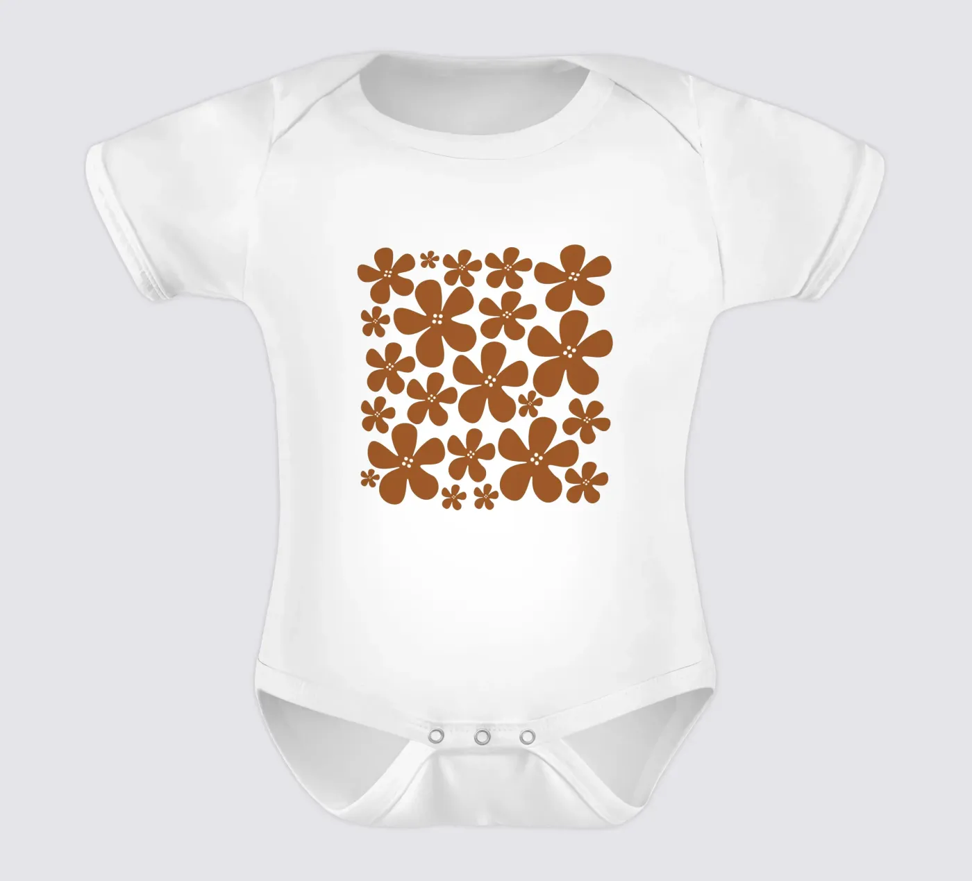 Brown flowers pattern body bébé de baobabprintstore