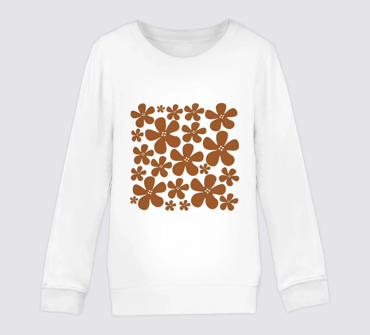 Brown flowers pattern felpa bambino da baobabprintstore