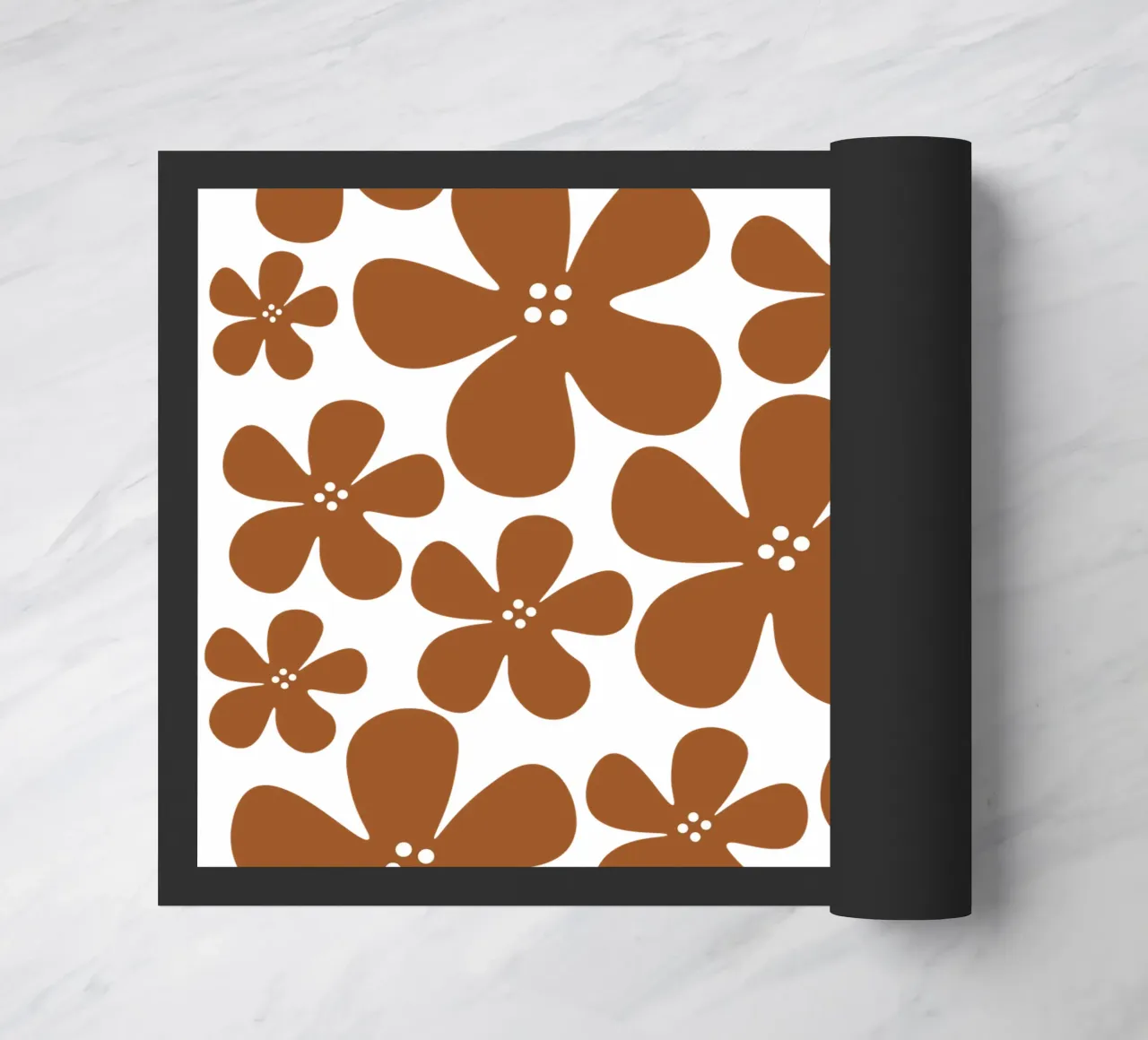 Brown flowers pattern zerbino da baobabprintstore