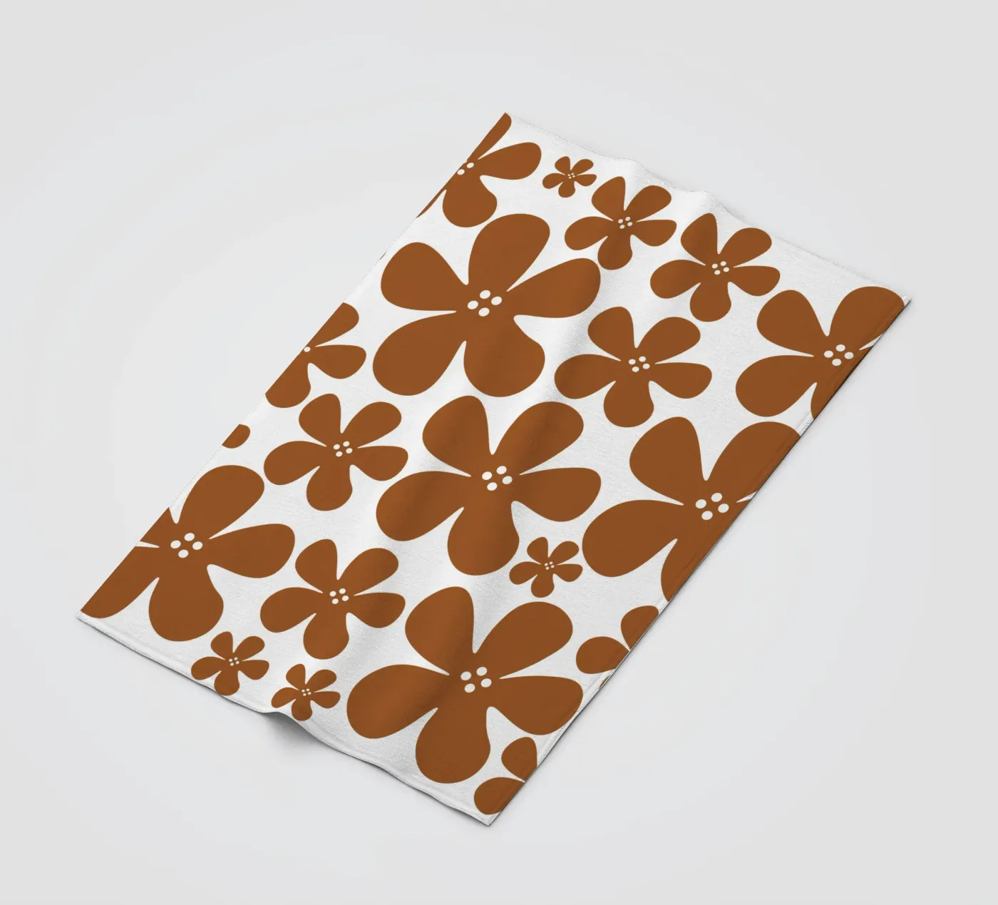 Brown flowers pattern fleecedeken van baobabprintstore