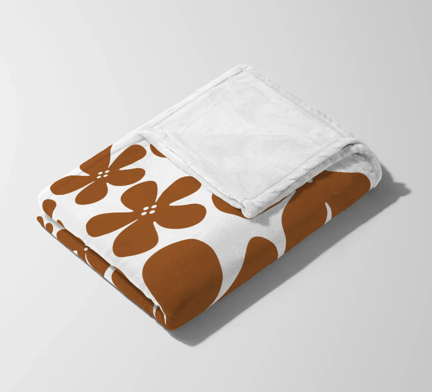 Brown flowers pattern fleecedeken van baobabprintstore