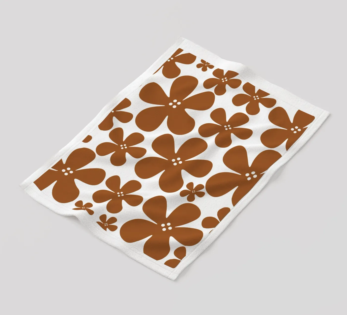 Brown flowers pattern fleecedeken van baobabprintstore