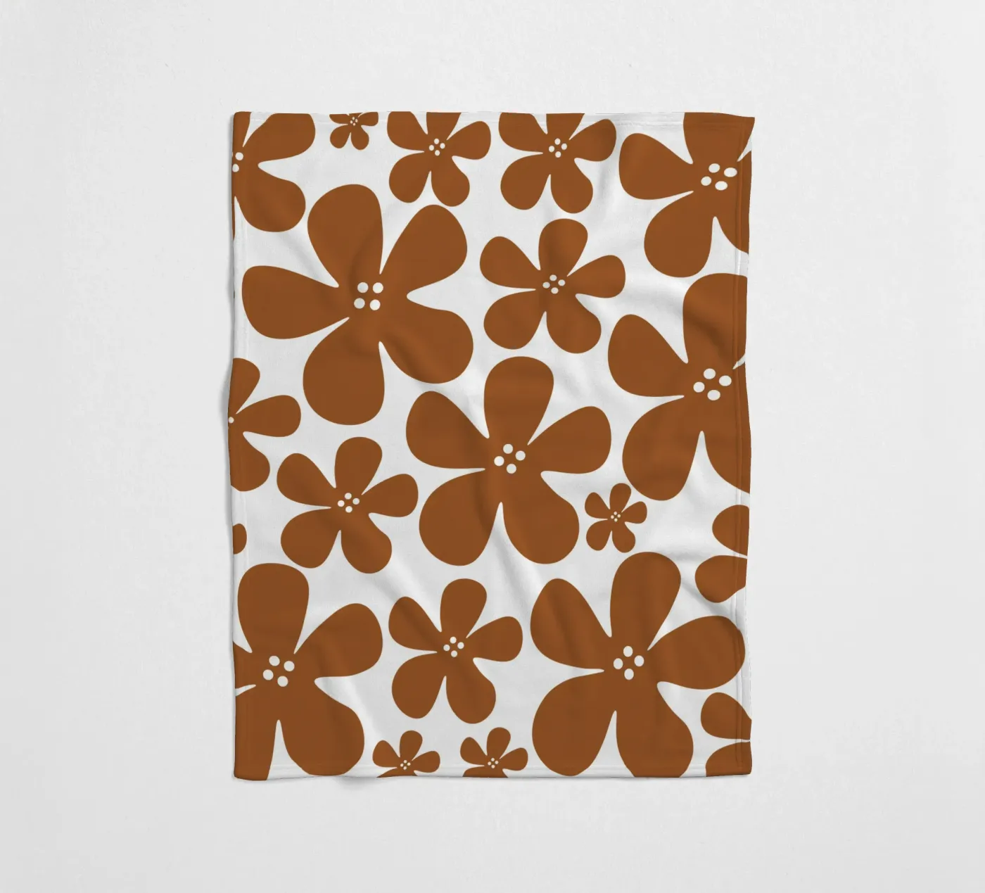 Brown flowers pattern fleecedeken van baobabprintstore