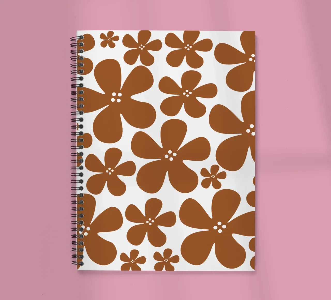 Brown flowers pattern spiral notebook by baobabprintstore