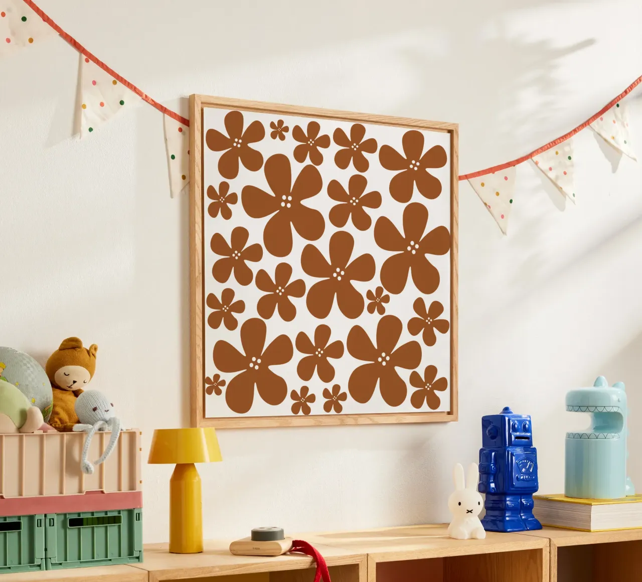 Brown flowers pattern plexiglass da baobabprintstore
