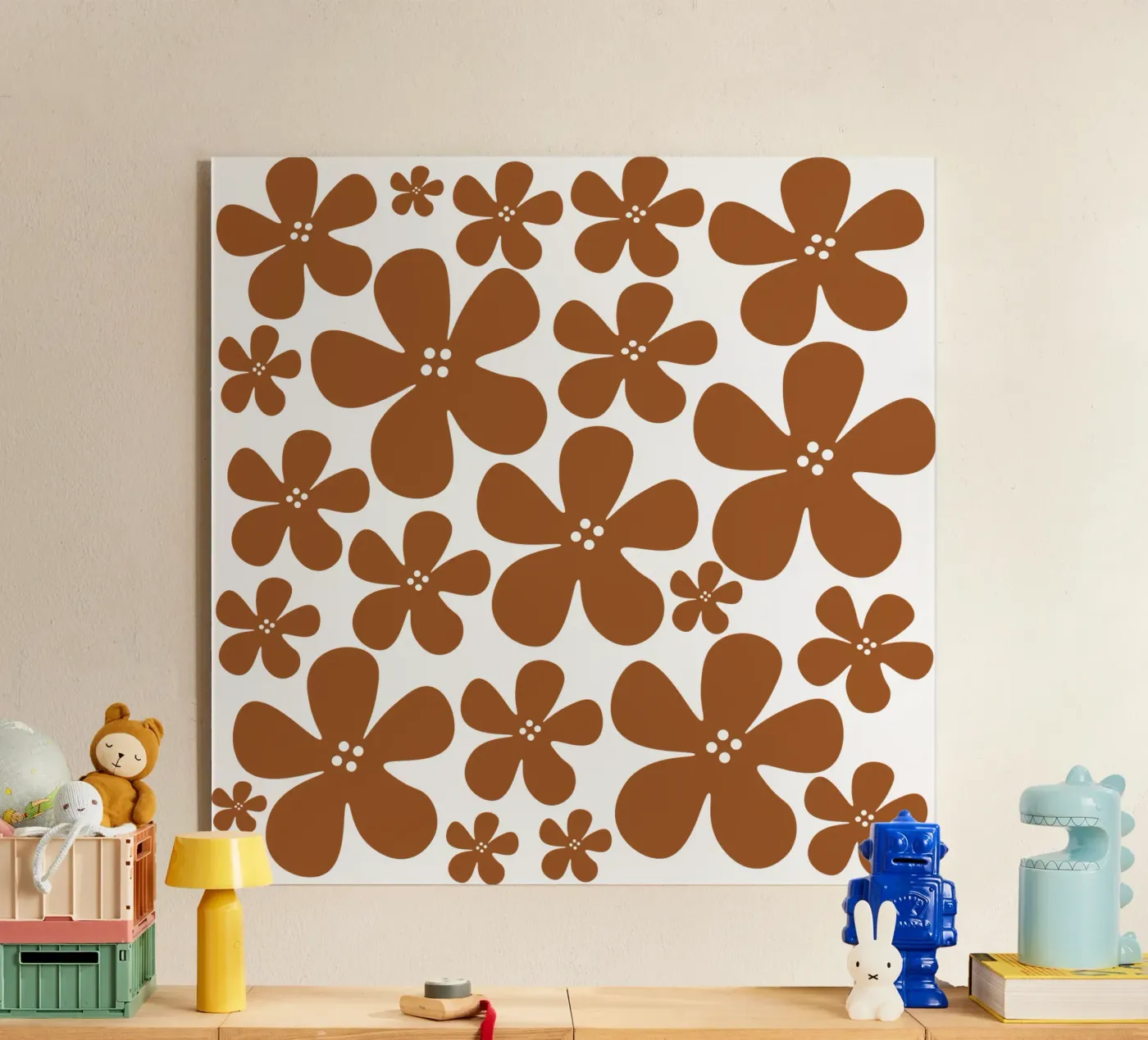Brown flowers pattern Acryl-Glas von baobabprintstore