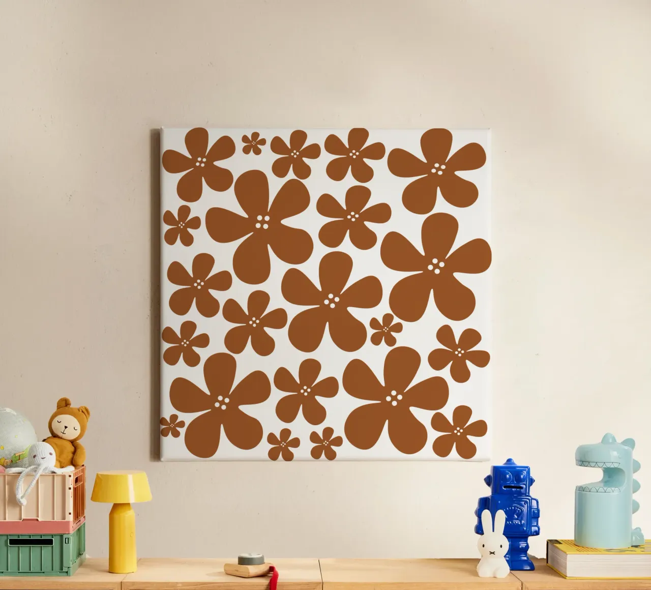 Brown flowers pattern tela da baobabprintstore