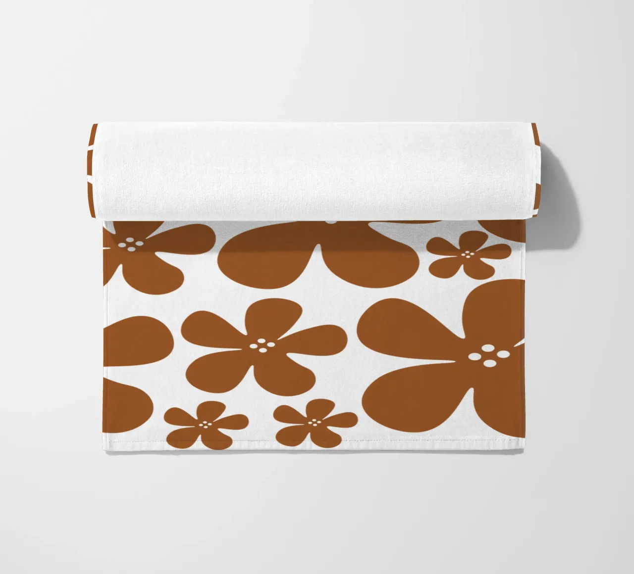 Brown flowers pattern telo mare da baobabprintstore