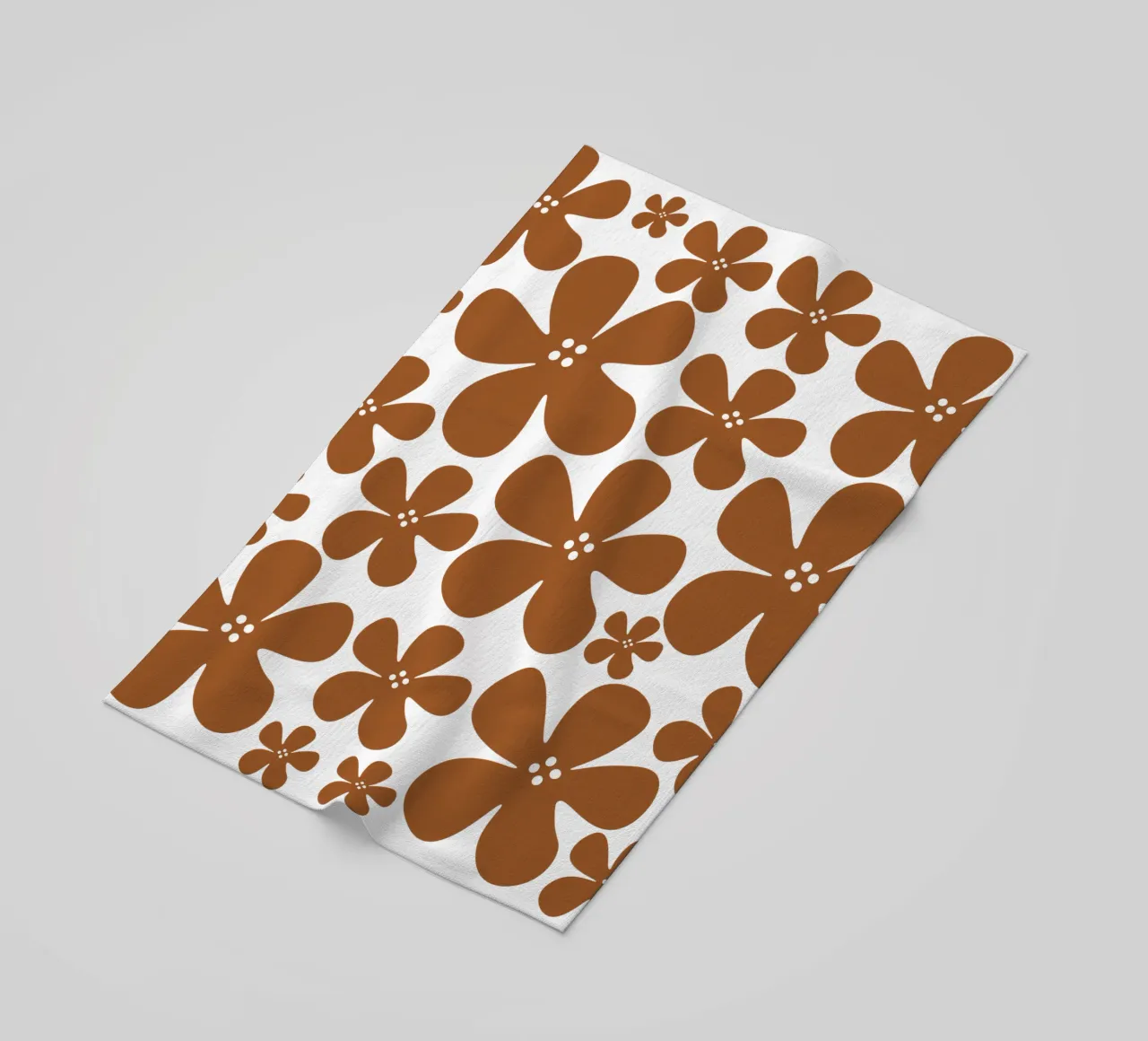 Brown flowers pattern telo mare da baobabprintstore