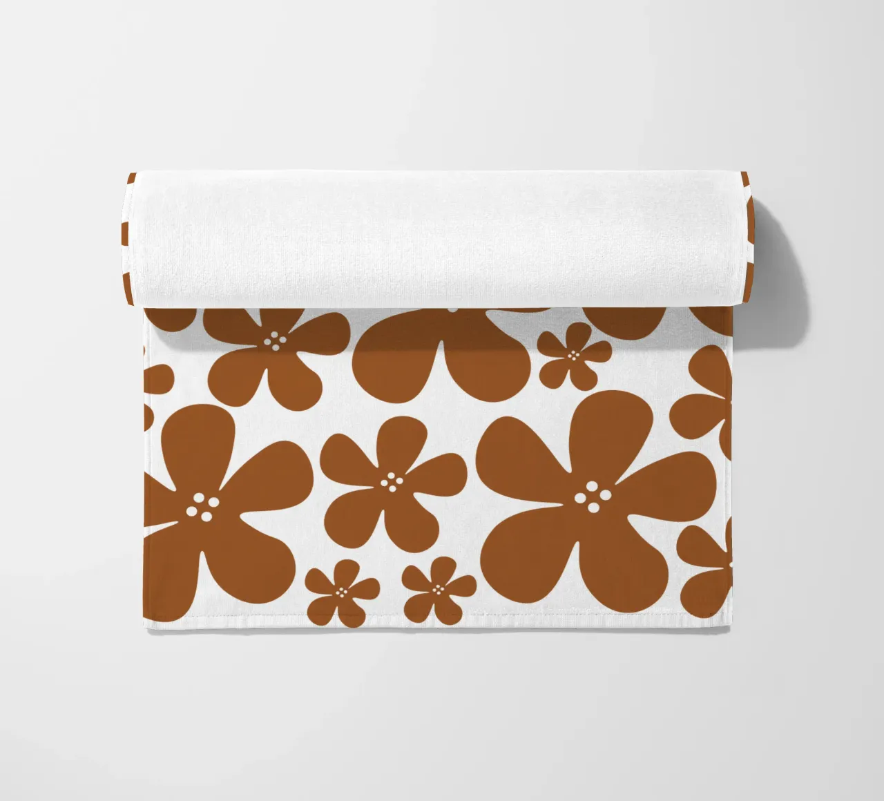 Brown flowers pattern telo mare da baobabprintstore