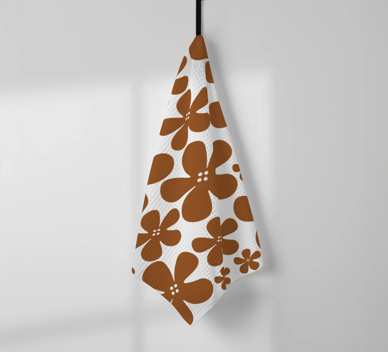 Brown flowers pattern canovaccio da cucina da baobabprintstore