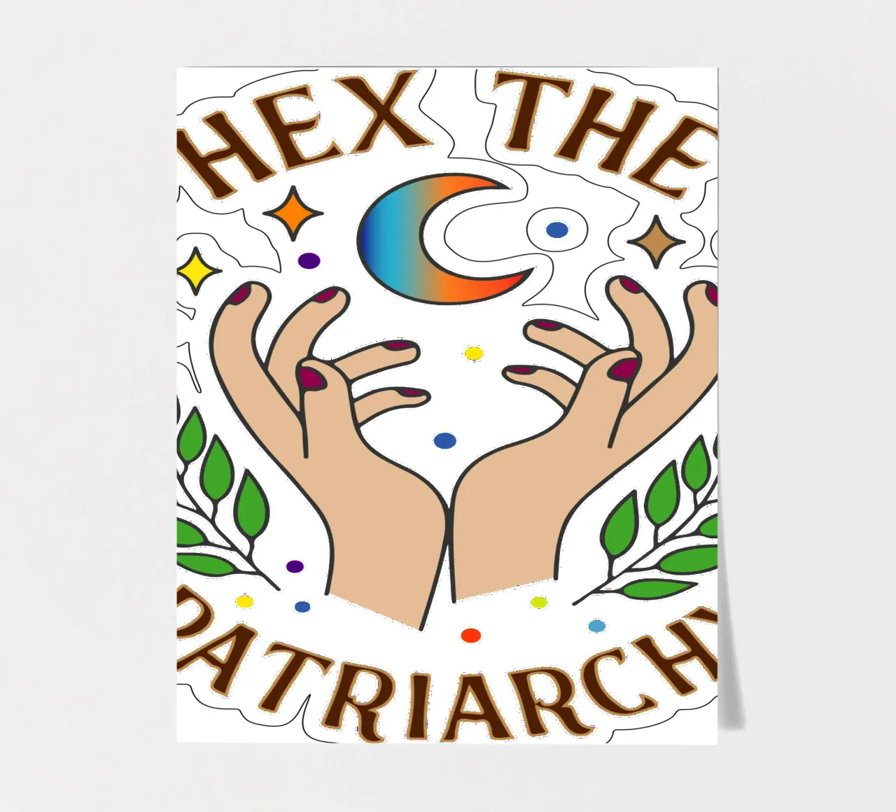 hex the patriarchy art design sticker sheet by ririedis