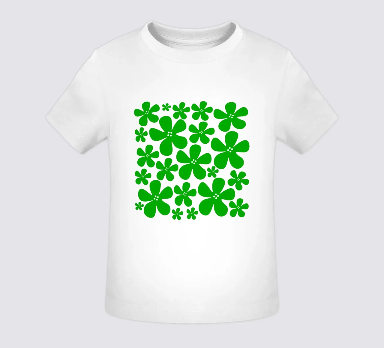 Green flowers pattern maglietta neonato da baobabprintstore