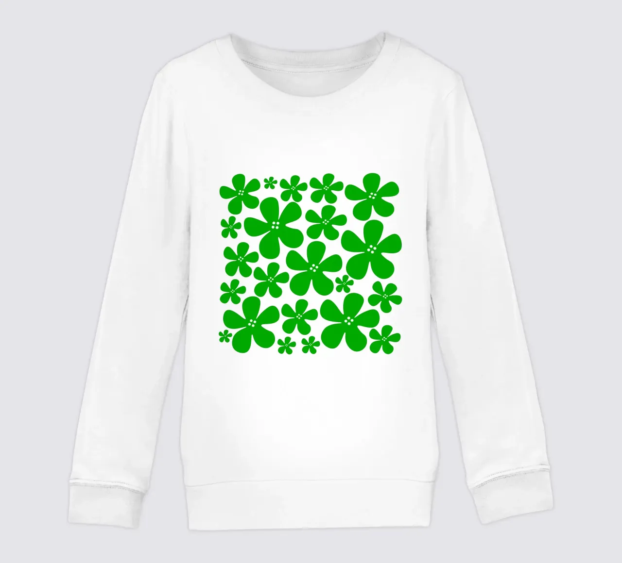 Green flowers pattern felpa bambino da baobabprintstore