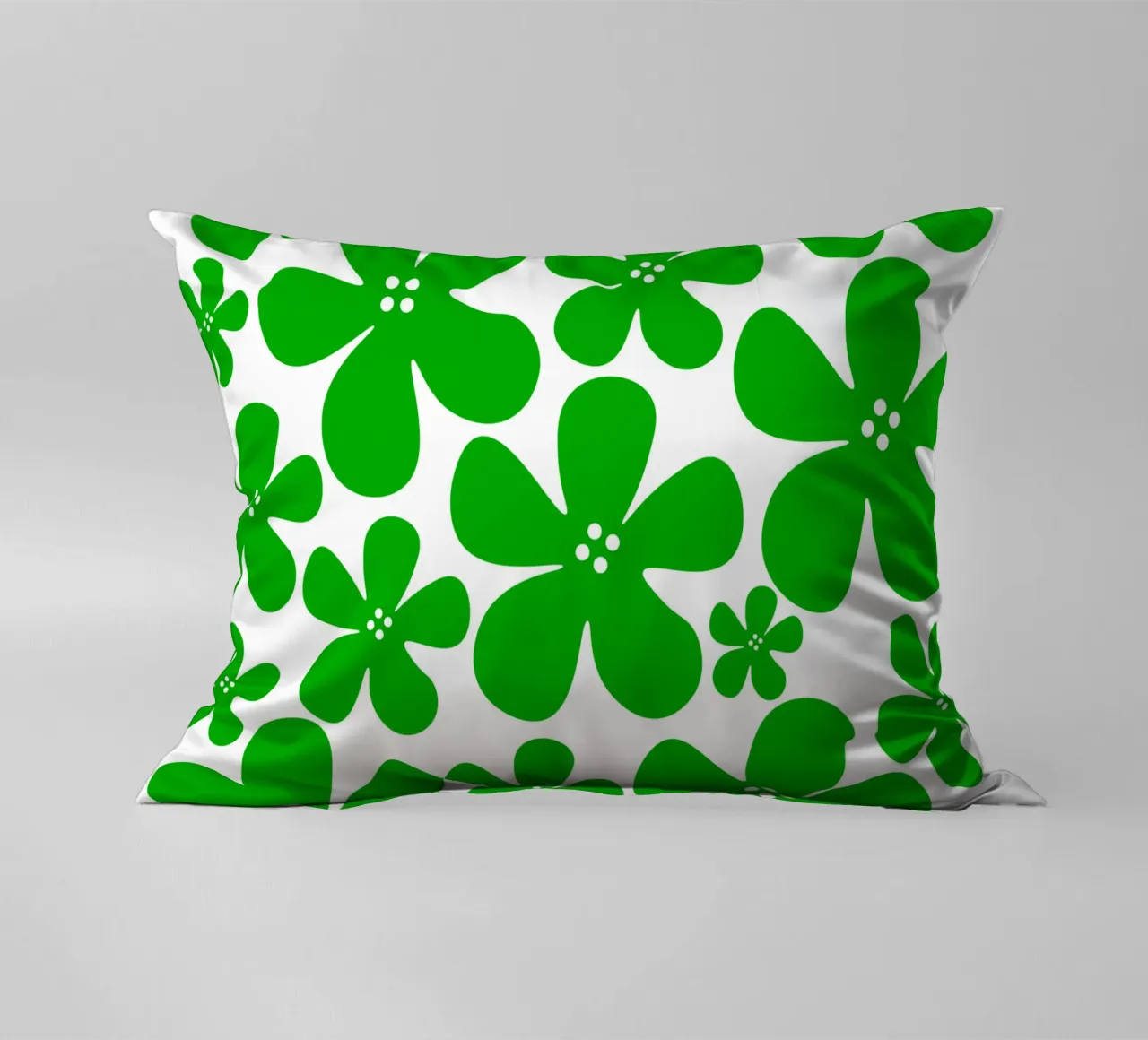 Green flowers pattern cuscino da baobabprintstore