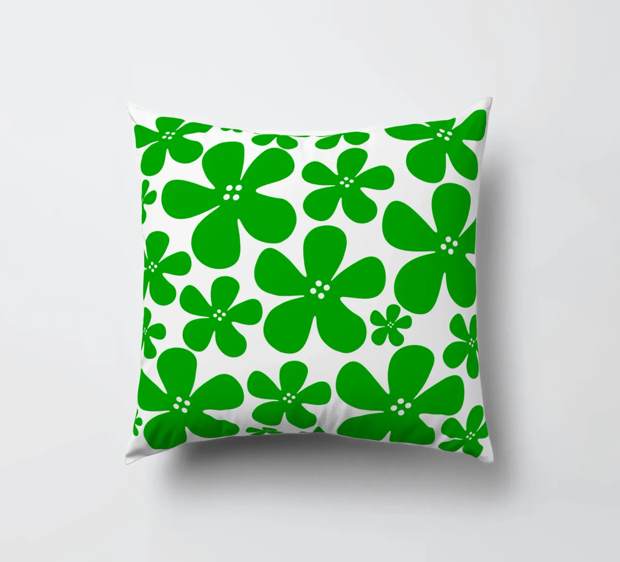Green flowers pattern cuscino da baobabprintstore