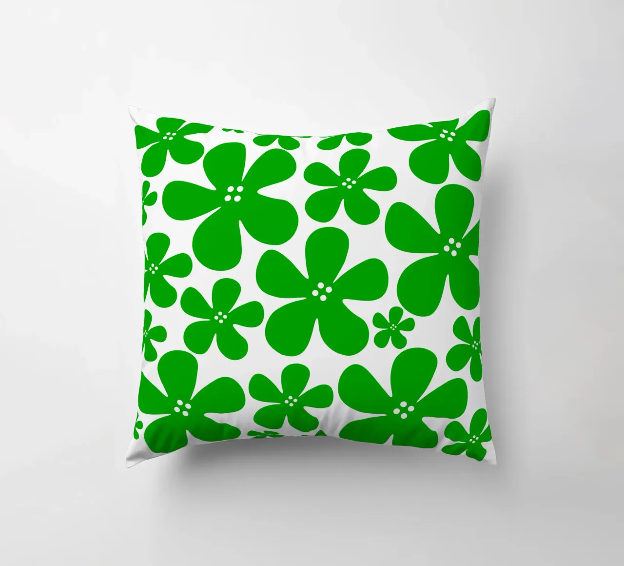 Green flowers pattern cuscino da baobabprintstore