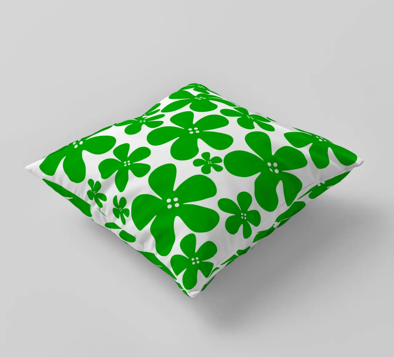 Green flowers pattern cuscino da baobabprintstore