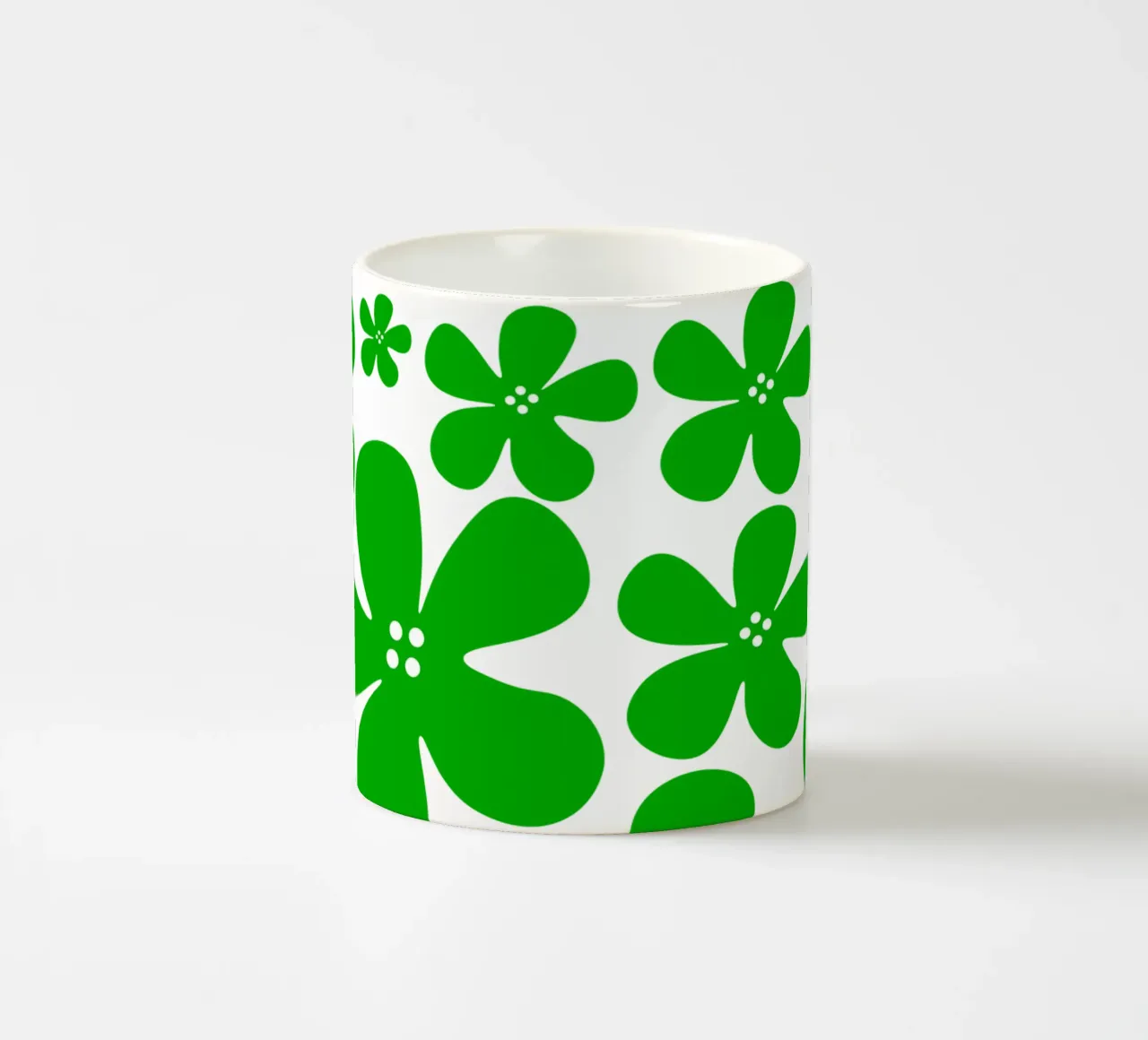 Green flowers pattern tazza in ceramica da baobabprintstore