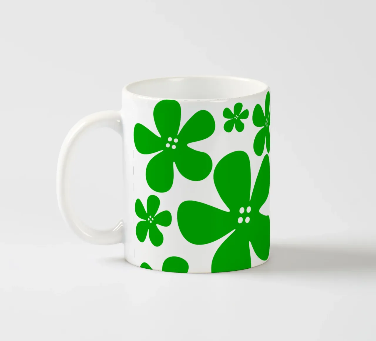 Green flowers pattern tazza in ceramica da baobabprintstore