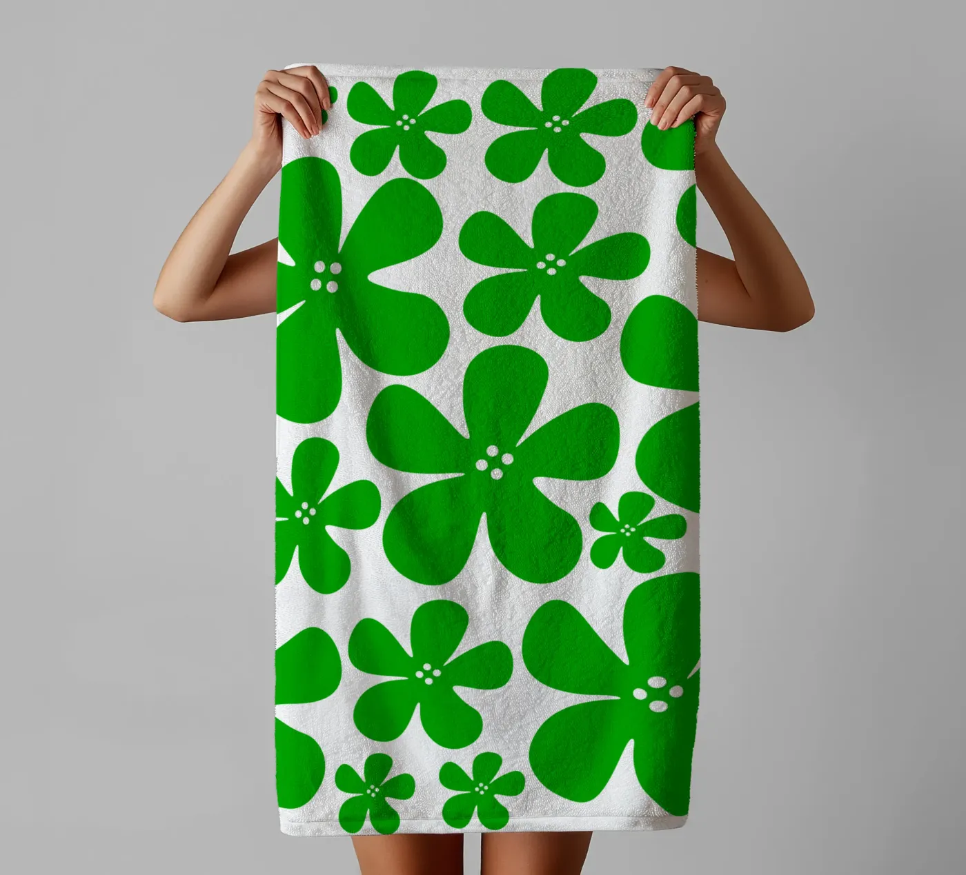 Green flowers pattern towel by baobabprintstore