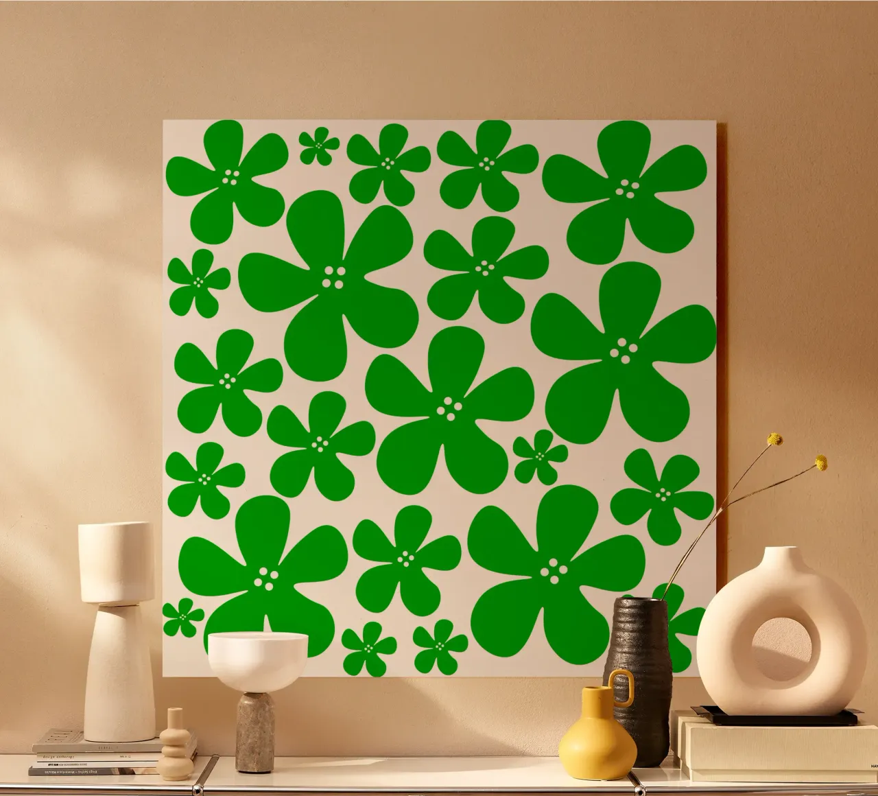 Green flowers pattern forex plate by baobabprintstore