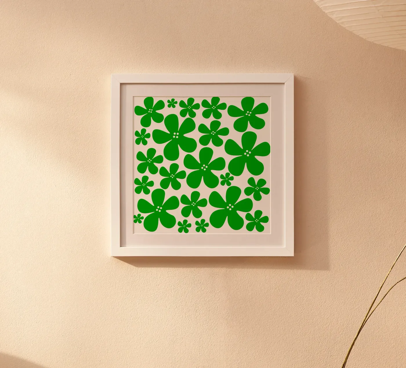 Green flowers pattern poster by baobabprintstore