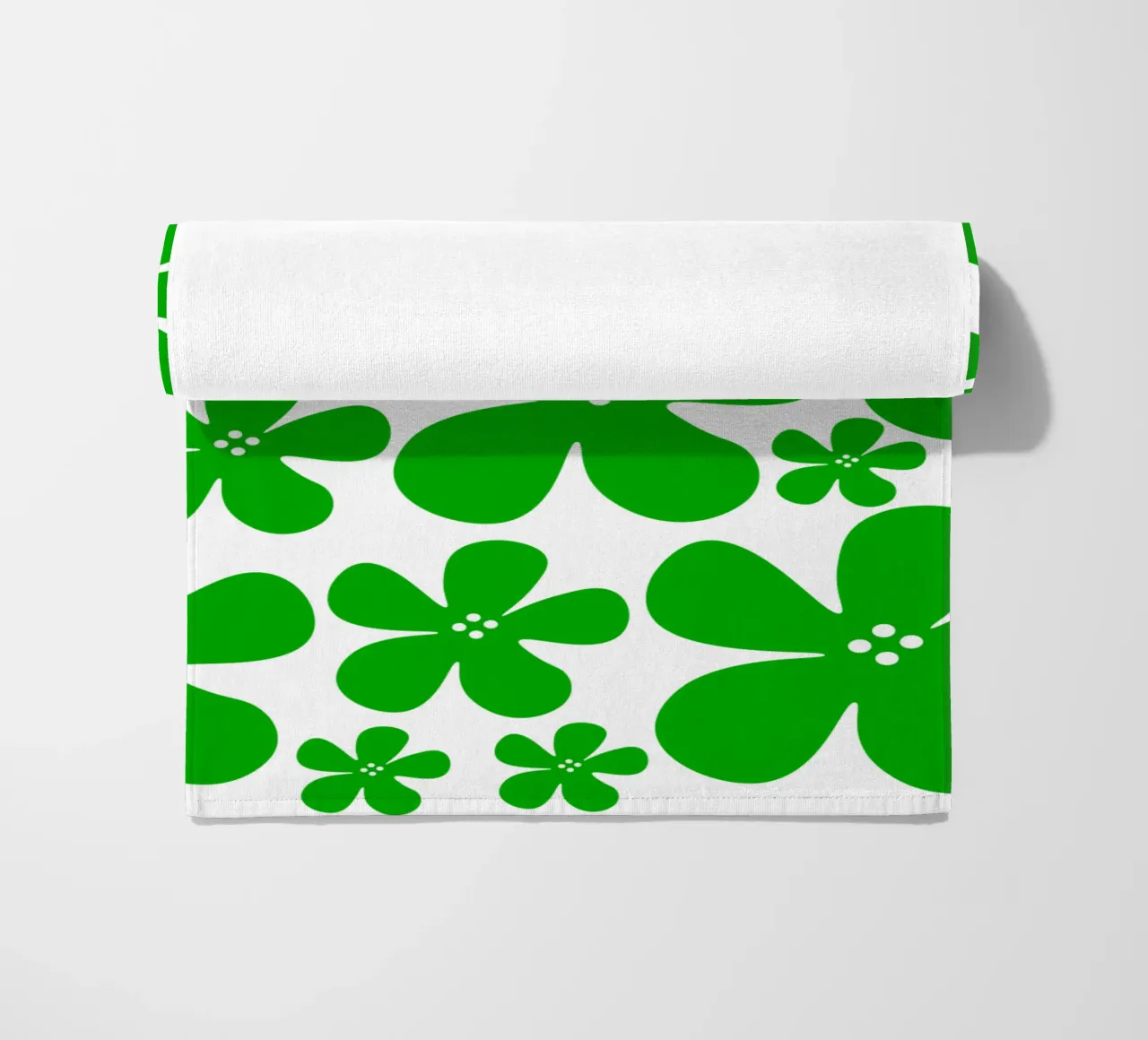 Green flowers pattern beach towel by baobabprintstore