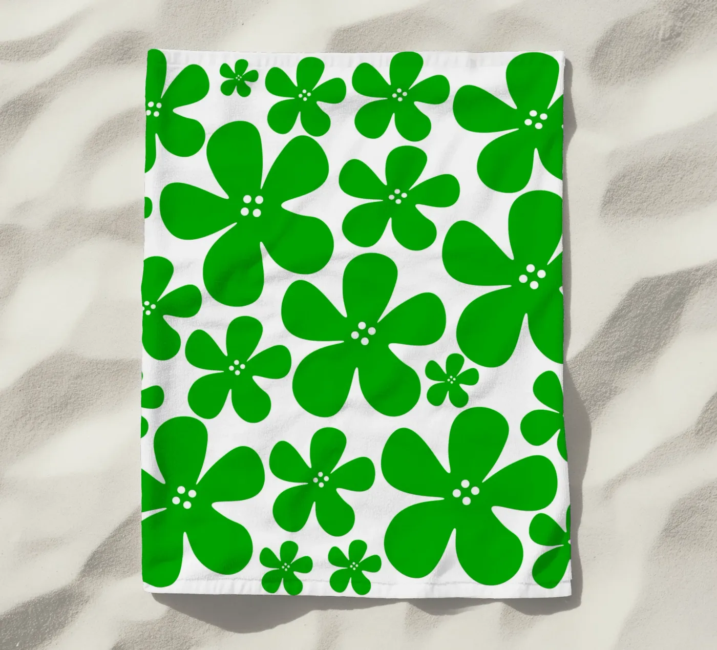 Green flowers pattern telo mare da baobabprintstore