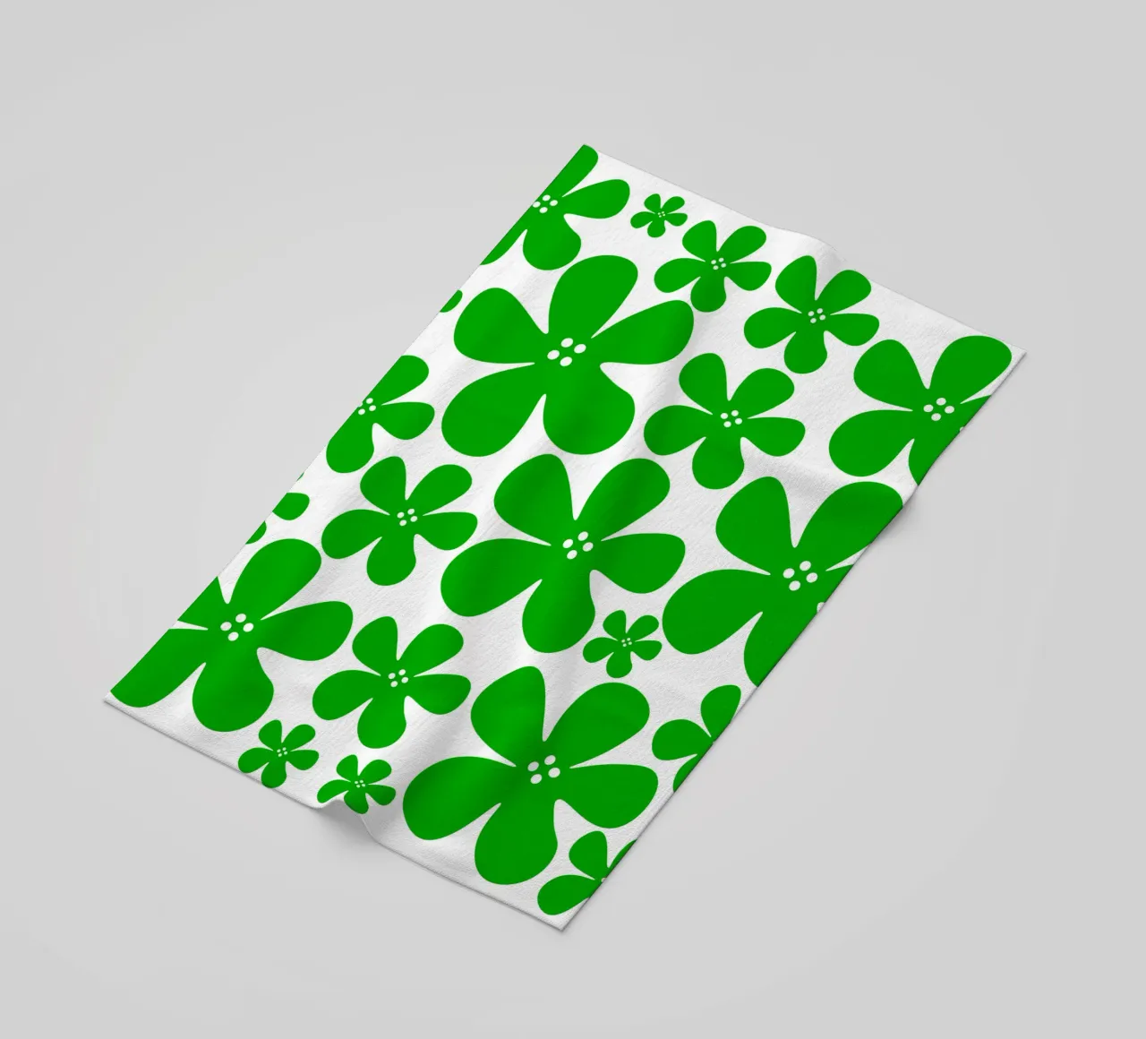 Green flowers pattern beach towel by baobabprintstore
