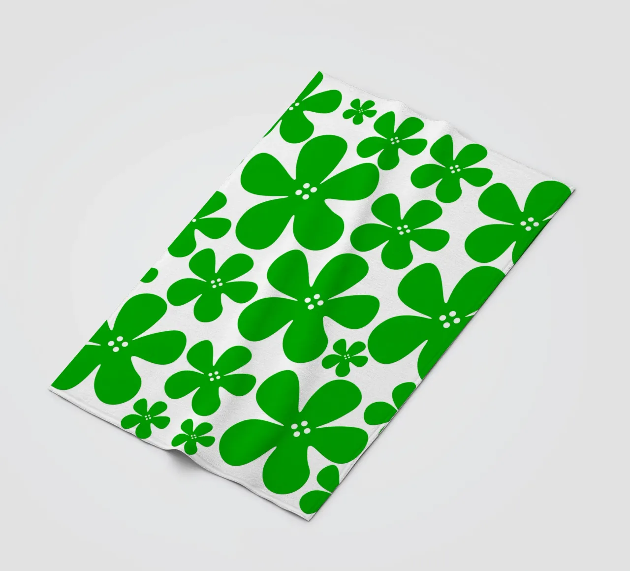 Green flowers pattern fleece blanket by baobabprintstore