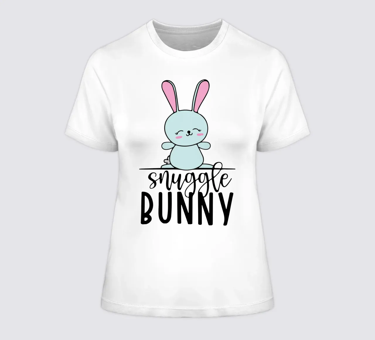 snuggle bunny art design women's fitted t-shirt by ririedis