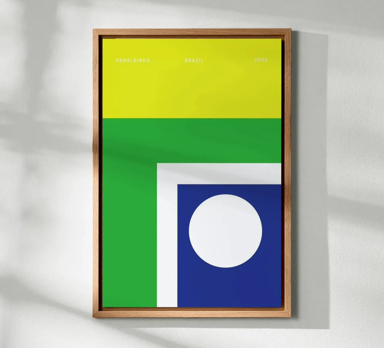 Ronaldinho 2002 canvas met Baklijst van Nick Barclay