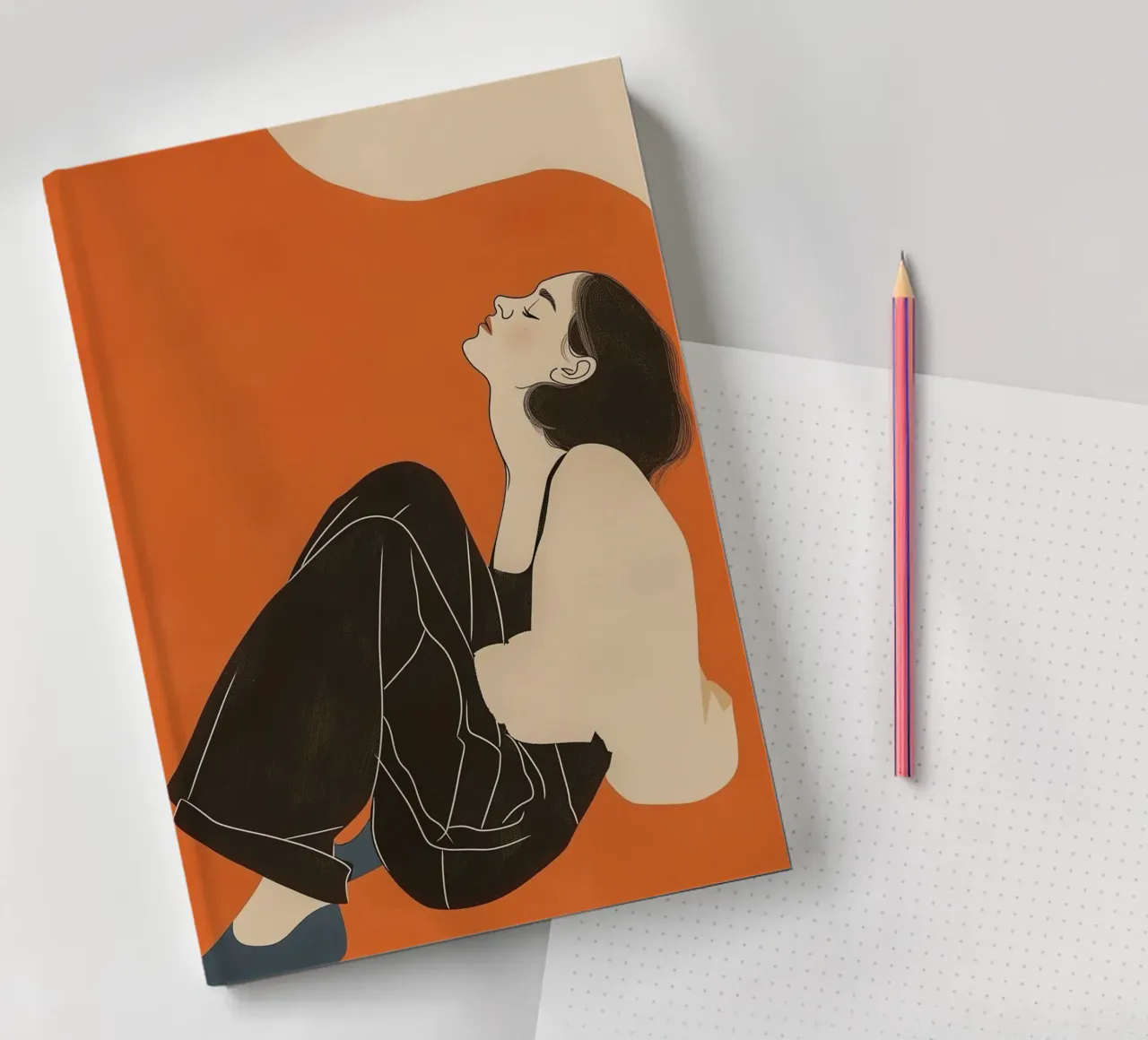 orange Calm Woman notebook by Carinaprint