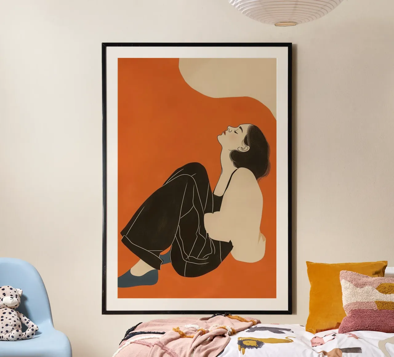 arancione Donna calma poster con telaio in plastica da Carinaprint