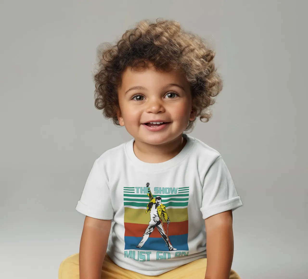 lo spettacolo deve continuare Freddie Mercury art design maglietta neonato da ririedis