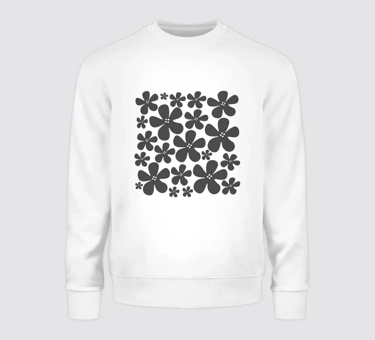 Grey flowers pattern felpa da baobabprintstore