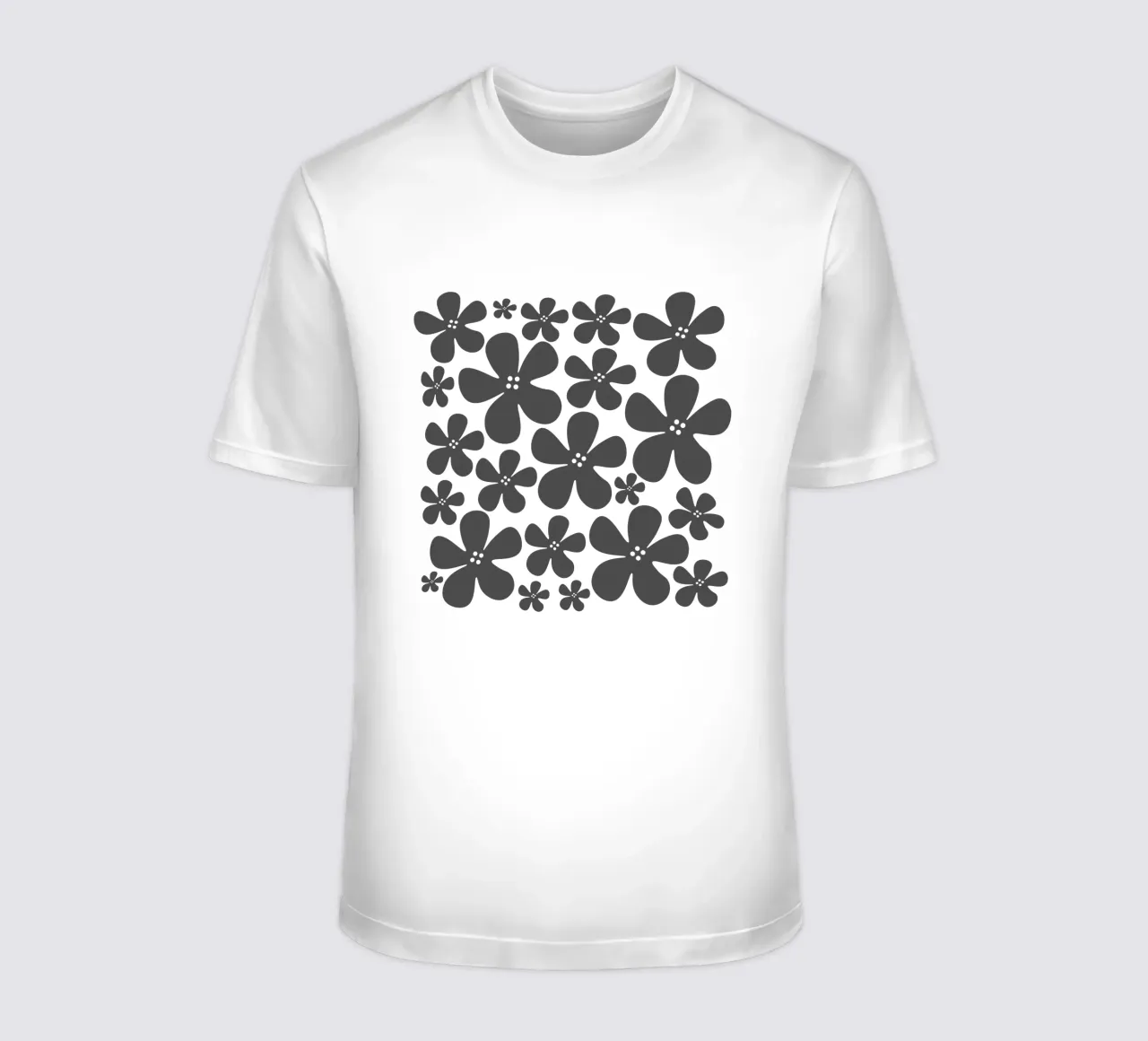 Grey flowers pattern t-shirt da baobabprintstore