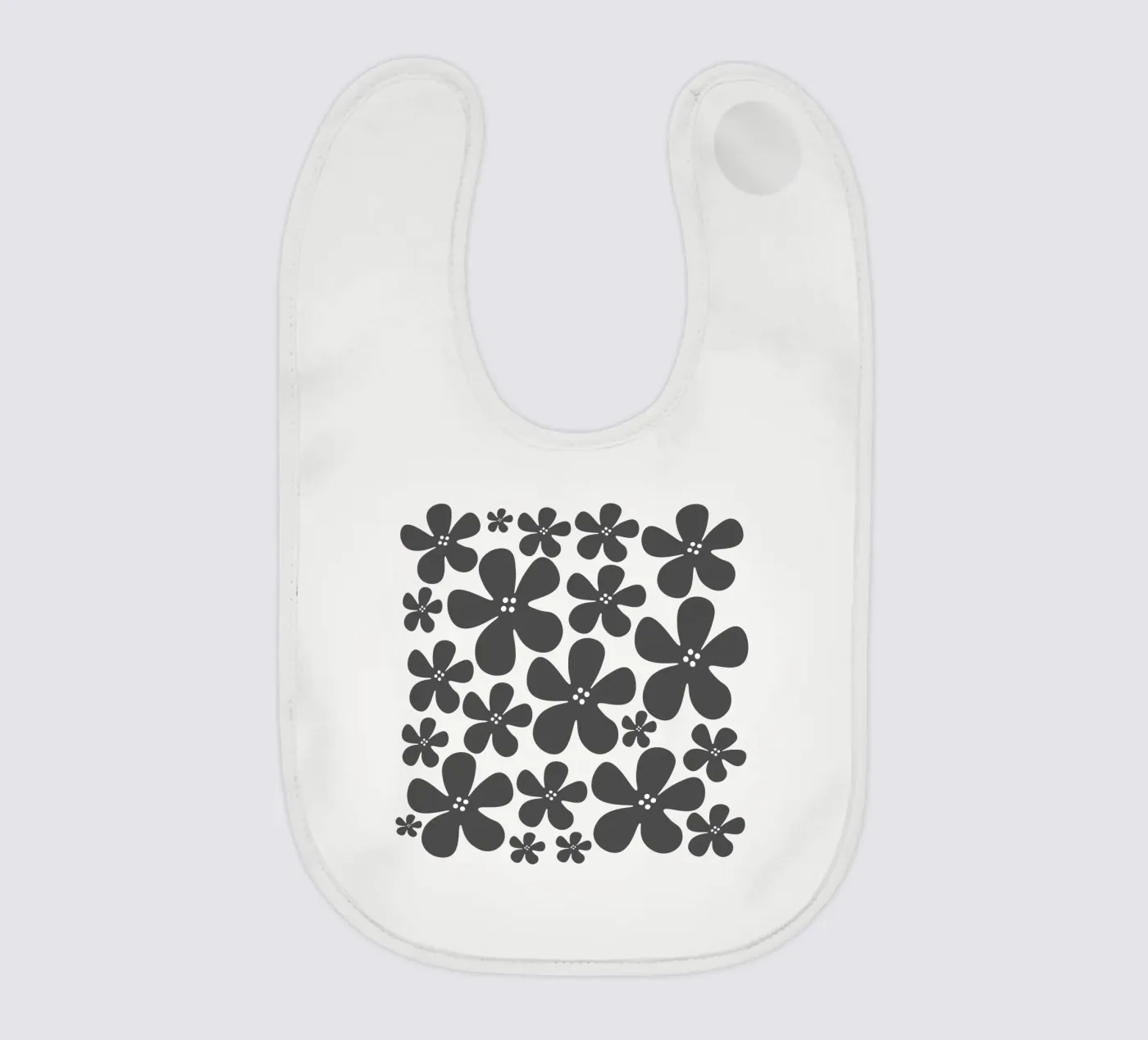 Grey flowers pattern Babylätzchen von baobabprintstore
