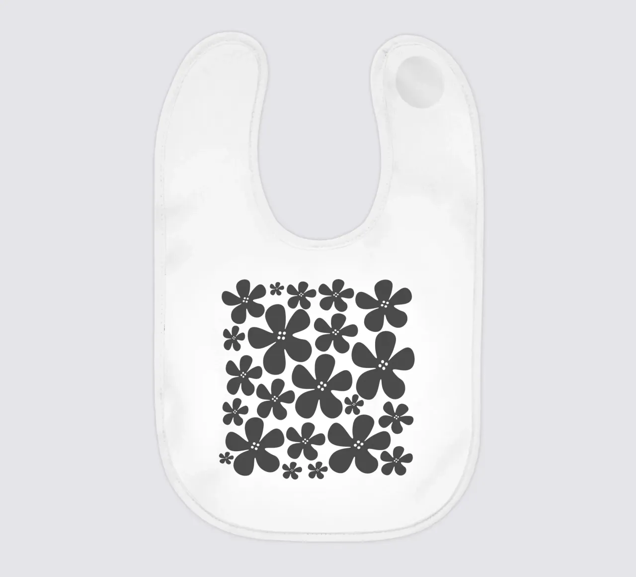 Grey flowers pattern bavaglino da baobabprintstore
